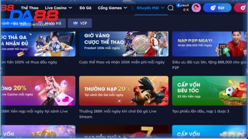 Chia sẻ các chương trình khuyến mãi độc quyền siêu hot tại sân chơi DA88